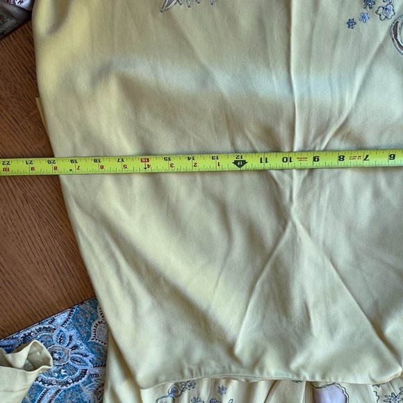Vera Cristina Silk Two Piece Suit Vintage Yellow Embroidered Jacket Skirt Set - Picture 12 of 16